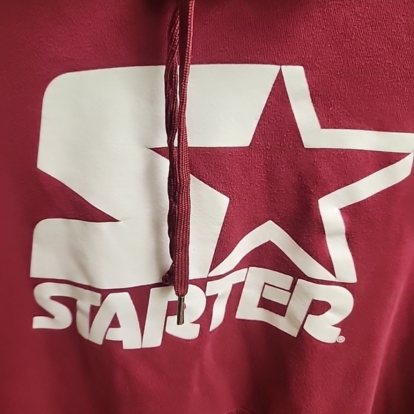 VINTAGE Starter Sweatshirt Mens Extra Large Red Maroon Pullover Hoody - Picture 2 of 7
